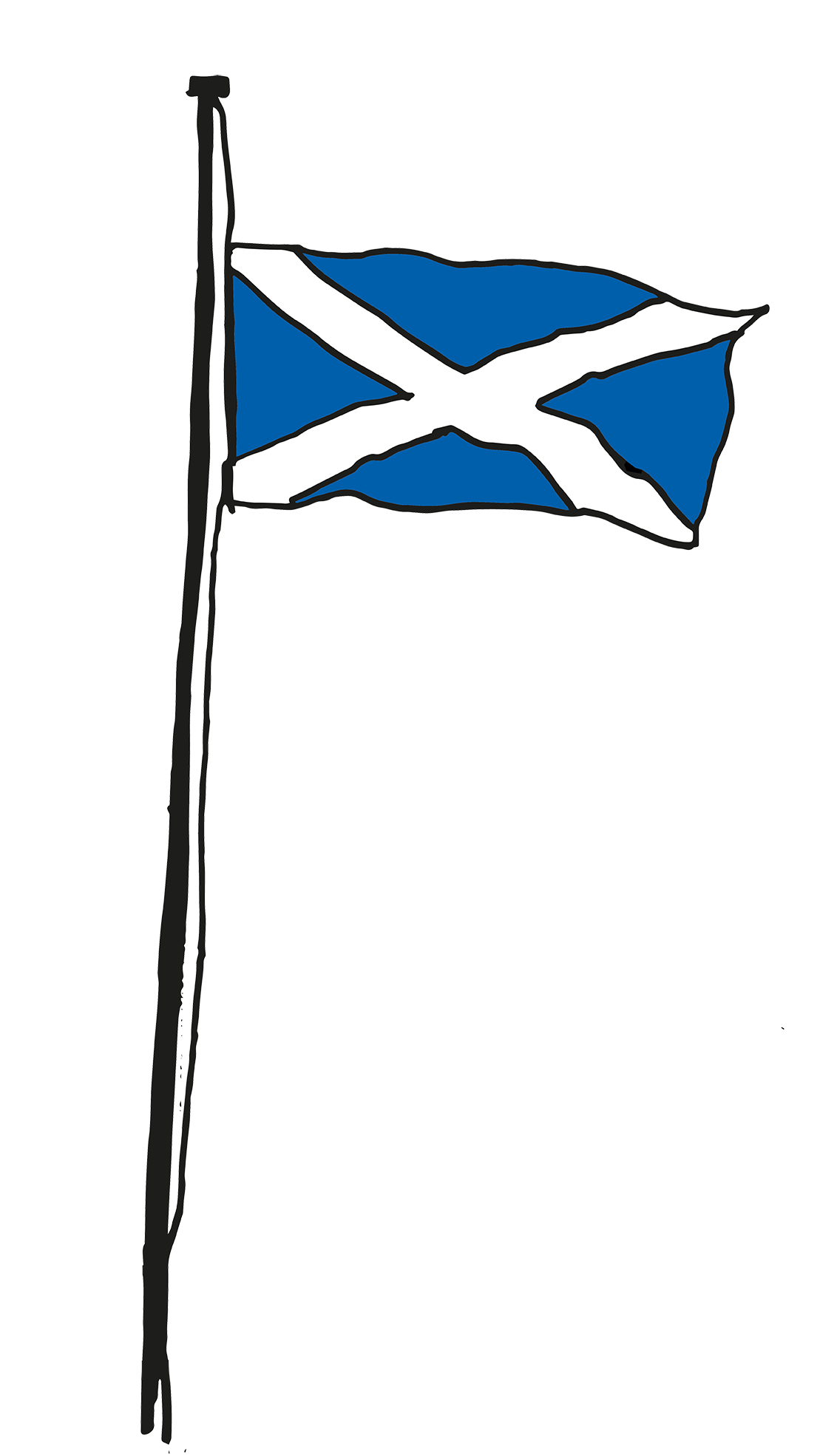 Die schottische Flagge in Skizzenform